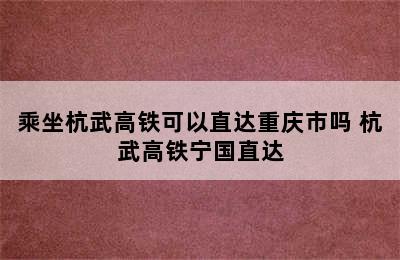 乘坐杭武高铁可以直达重庆市吗 杭武高铁宁国直达